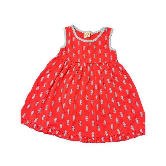 Luigi Kids Sleeveless Knit Dress Red Blue Seahorses Ruffle Size 4 - Picture 1 of 5